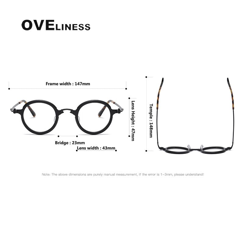 Oveliness Unisex Full Rim Round Acetate Titanium Eyeglasses 5899 Full Rim Oveliness   
