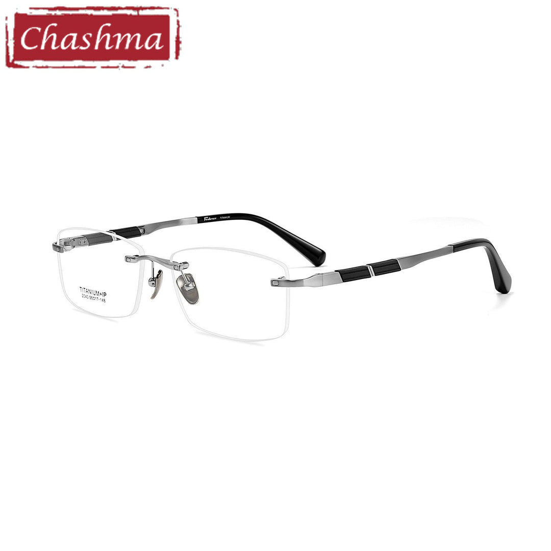 Chashma Ottica Men's Rimless Square Titanium Eyeglasses 2040 Rimless Chashma Ottica Silver  