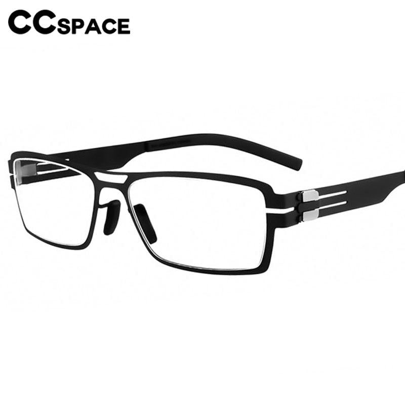 CCSpace Men's Full Rim Square Screwless Alloy Eyeglasses 56713 Full Rim CCspace   