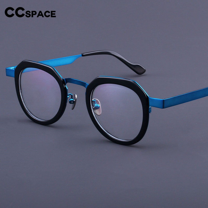 CCSpace Unisex Irregular Round Titanium Eyeglasses 54633 Frame CCspace   