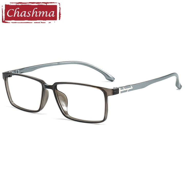 Chashma Unisex Full Rim Ultem Titanium Wide Frame Eyeglasses 66135 Full Rim Chashma Transparent Gray  