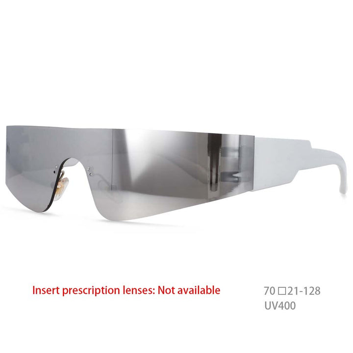 CCSpace Unisex Rimless Rectangle Goggle Resin One Lens Frame Sunglasses 54474 Sunglasses CCspace Sunglasses Silver 54474 