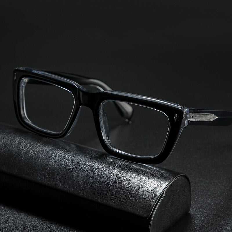 Gatenac Unisex Full Rim Square Acetate Frame Eyeglasses Gxyj776 Full Rim Gatenac Black Transparent  