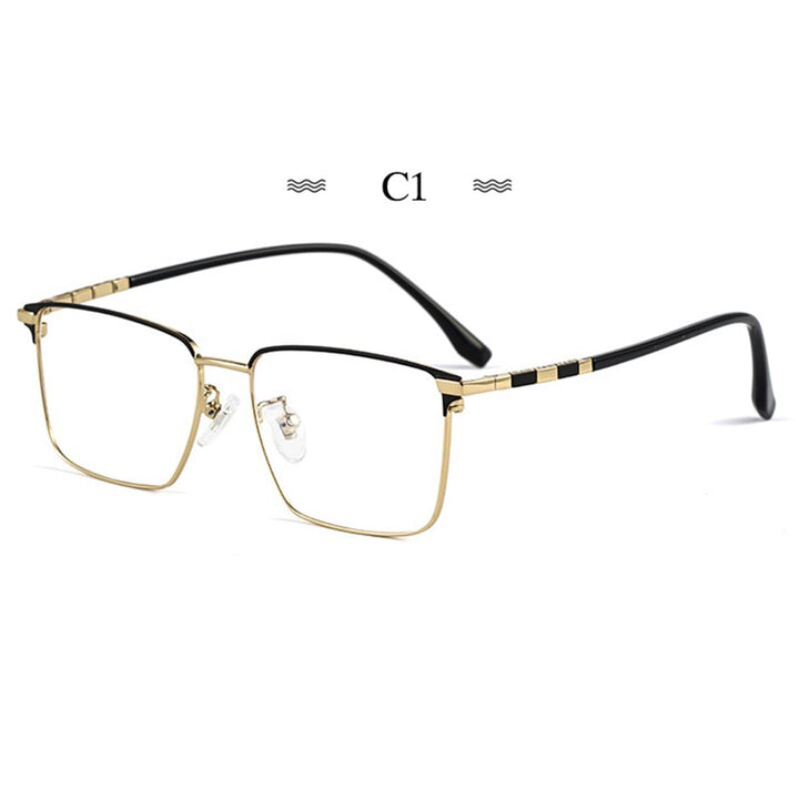 Hotochki Men's Full Rim Square Tr 90 Titanium Frame Eyeglasses T8631t Full Rim Hotochki C1  