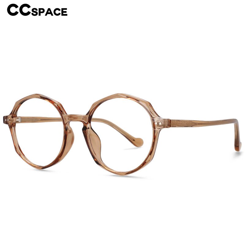 CCSpace Unisex Full Rim Polygon Round Acetate Tr 90 Eyeglasses 53168 Full Rim CCspace   