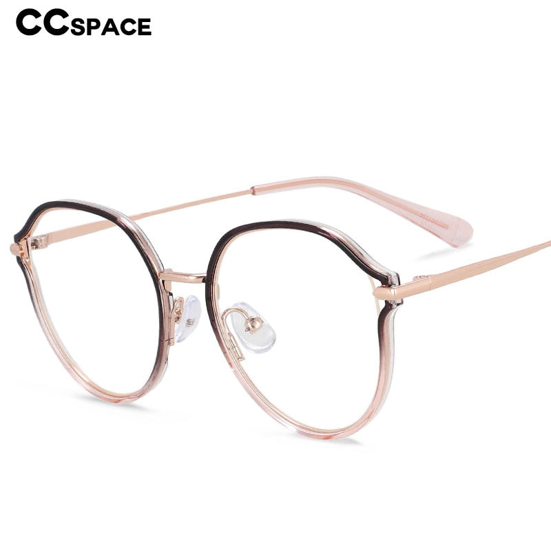 CCspace Women's Full Rim Irregular Round Alloy Eyeglasses 55336 Full Rim CCspace   