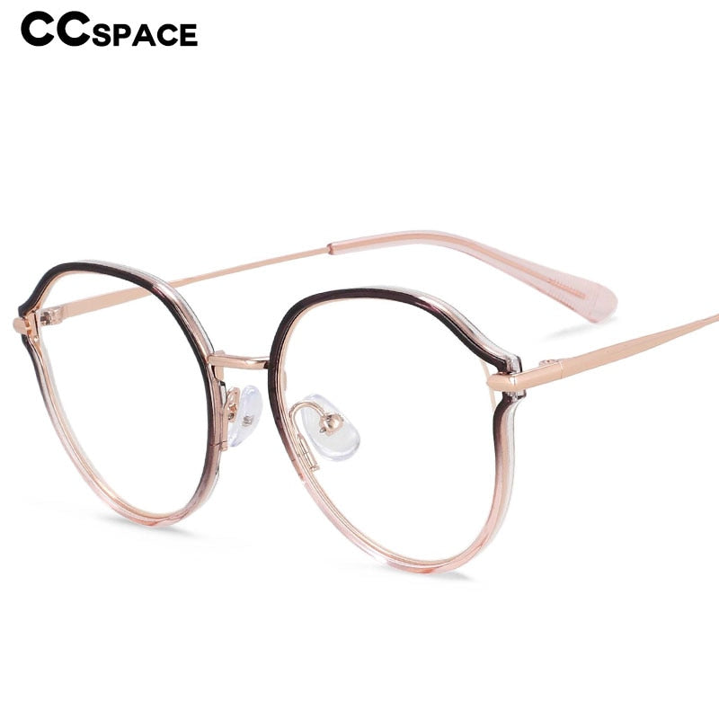 CCSpace Women's Full Rim Irregular Round Alloy Eyeglasses 55336 Full Rim CCspace   