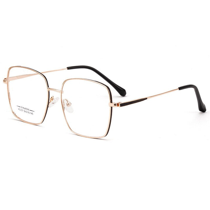 KatKani Unisex Full Rim Square Titanium Alloy IP Plated Frame Eyeglasses Ac007 Full Rim KatKani Eyeglasses Black Rose Gold  