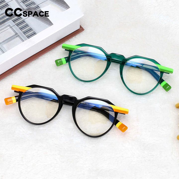 CCSpace Women's Full Rim Round Cat Eye Acetae Frame Eyeglasses 54583 Full Rim CCspace   