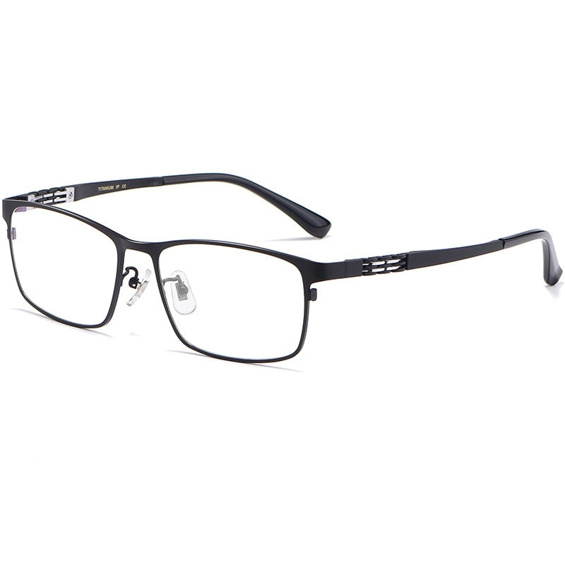 Yimaruili Men's Full Rim Large Square Titanium Eyeglasses HT0205 Full Rim Yimaruili Eyeglasses Black  