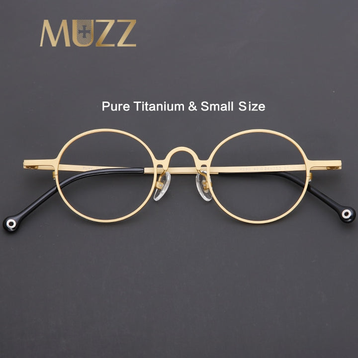 Muzz Men's Full Rim Small Round Titanium Handcrafted Eyeglasses K080 Full Rim Muzz   