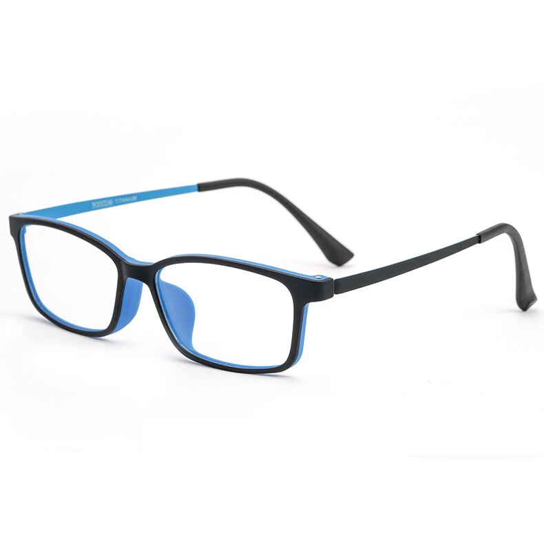 KatKani Unisex Full Rim Square Tr 90 Titanium Eyelasses 3085 Full Rim KatKani Eyeglasses Black Cyan  