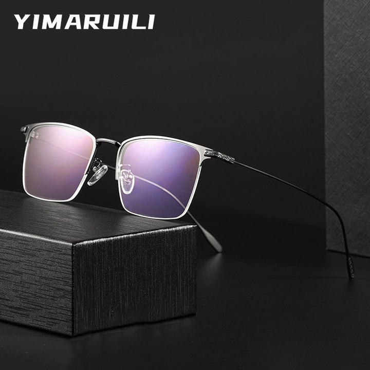 Yimaruili Men's Semi Rim Square Titanium Eyeglasses 9913S Semi Rim Yimaruili Eyeglasses   