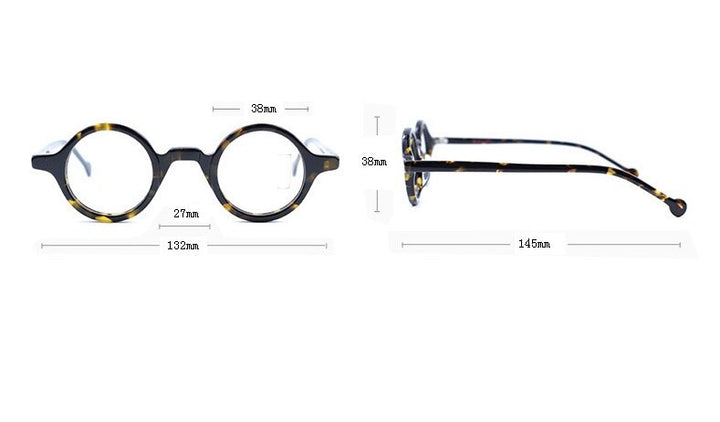 Cubojue Unisex Full Rim Small Round 38mm Acetate Hyperopic Reading Glasses A916 Reading Glasses Cubojue   