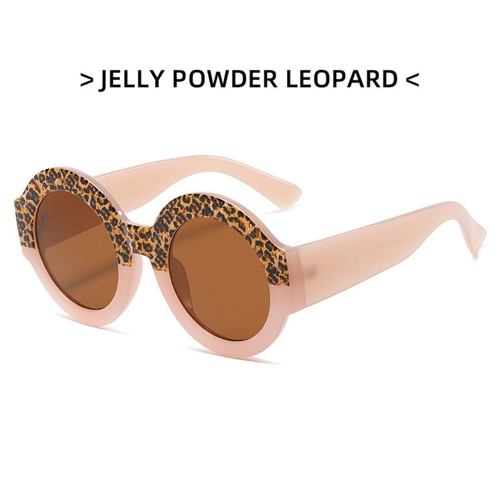 Lonsy Women's Sunglasses Round Leopard Double Color Mn13033 Sunglasses Lonsy C4 As Picture 