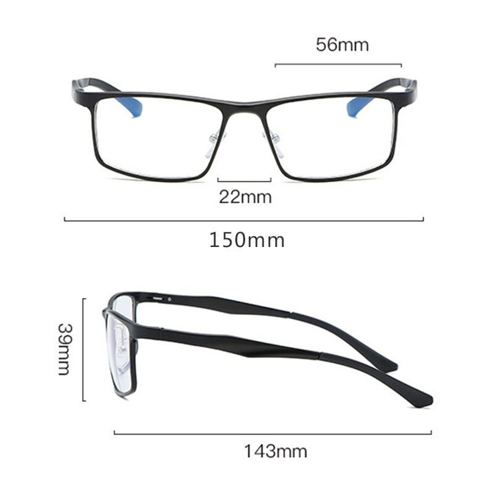 Hdcrafter Men's Full Rim Wide Square Titanium Eyeglasses 14g 664 Full Rim Hdcrafter Eyeglasses   