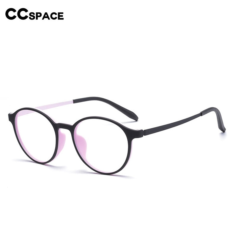 CCSpace Unisex Full Rim Round Tr 90 Titanium Eyeglasses 55257 Full Rim CCspace   