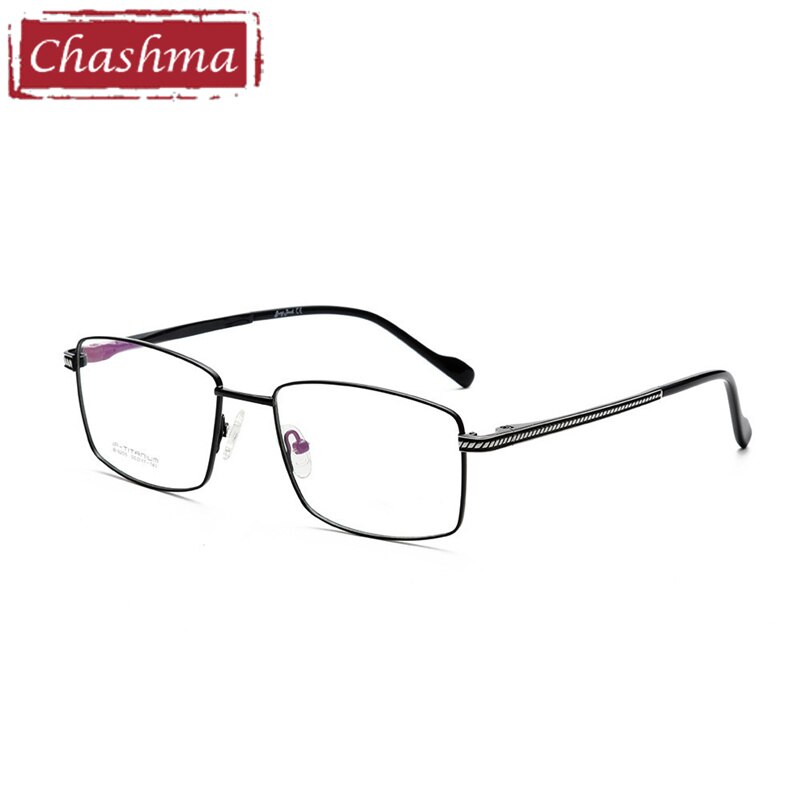 Chashma Ottica Men's Full Rim Square Titanium Eyeglasses 9205 Full Rim Chashma Ottica Black Silver  