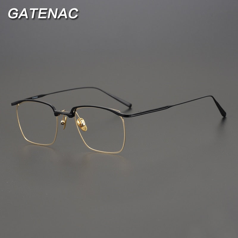 Gatenac Unisex Full Rim Square Titanium Frame Eyeglasses Gxyj759 Full Rim Gatenac   