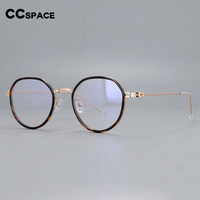 CCspace Unisex Full Rim Irregular Round Tr 90 Titanium Eyeglasses 53262 Full Rim CCspace   