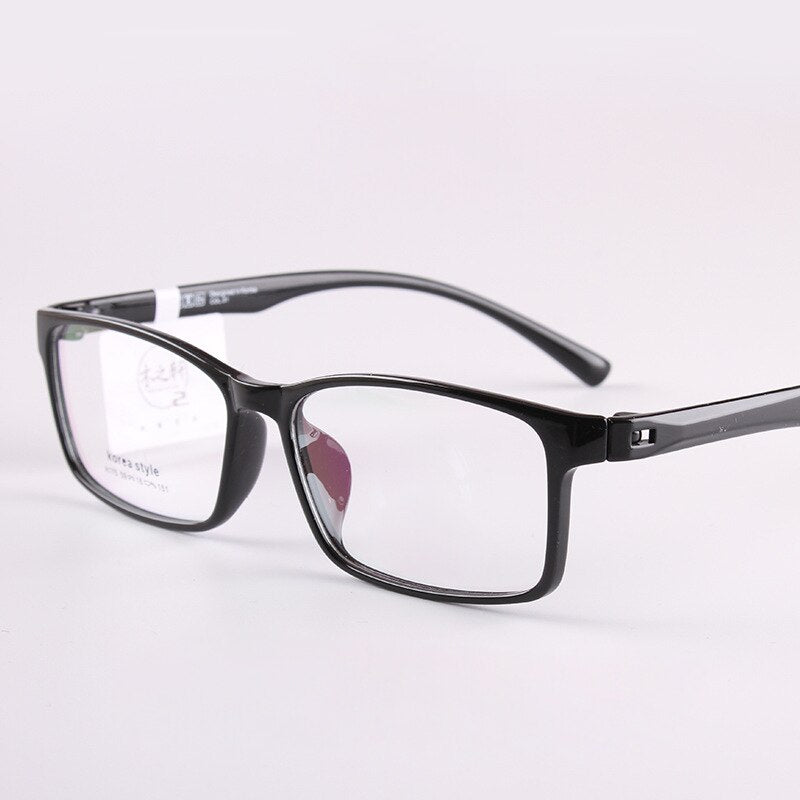 Cubojue Unisex Full Rim Oversized Tr 90 Titanium 155mm Myopic Reading Glasses Reading Glasses Cubojue no function lens 0 shiny black 