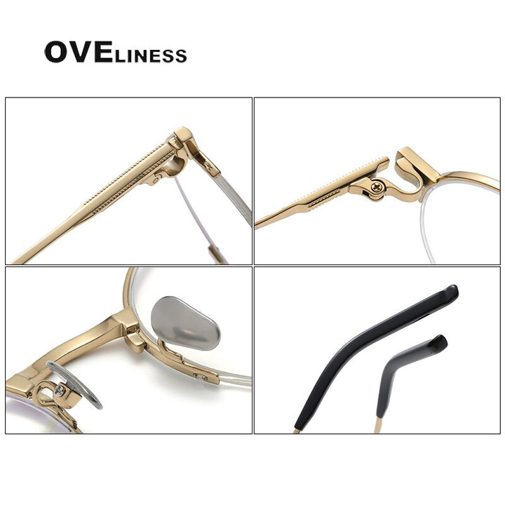 Oveliness Unisex Semi Rim Round Titanium Eyeglasses 185 Semi Rim Oveliness   