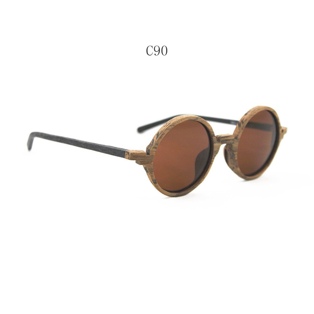 Hdcrafter Unisex Full Rim Round Bamboo Wood Handcrafted Polarized Sunglasses 8843 Sunglasses HdCrafter Sunglasses C90  