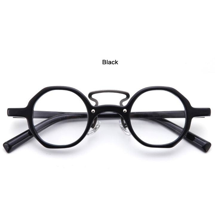 Muzz Unisex Full Rim Small Round Acetate Double Bridge Hand Crafted Frame Eyeglasses 56009 Full Rim Muzz 1  