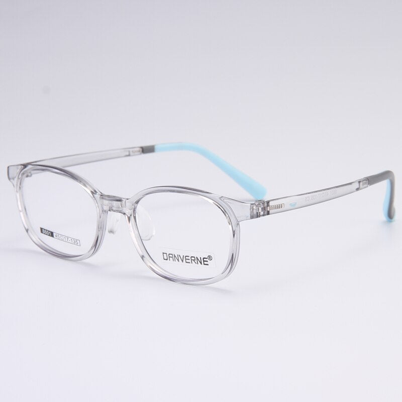 Gmei Unisex Children's Full Rim Round Rectangle Silicone TR90 Eyeglasses 8601 Full Rim Gmei Optical Grey  