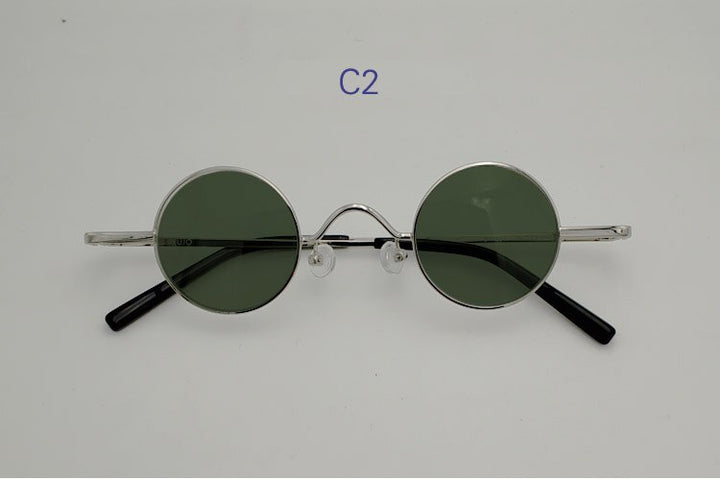 Yujo Unisex Full Rim Small Round 36mm Stainless Steel Polarized Sunglasses Sunglasses Yujo C2 China 