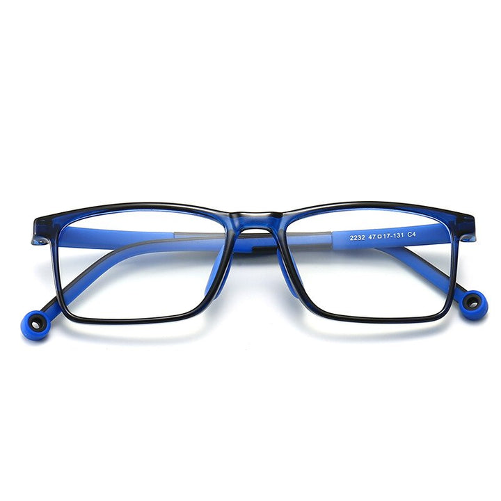 CCSpace Unisex Youth Full Rim Square Silicone Eyeglasses 54673 Full Rim CCspace Blue China 