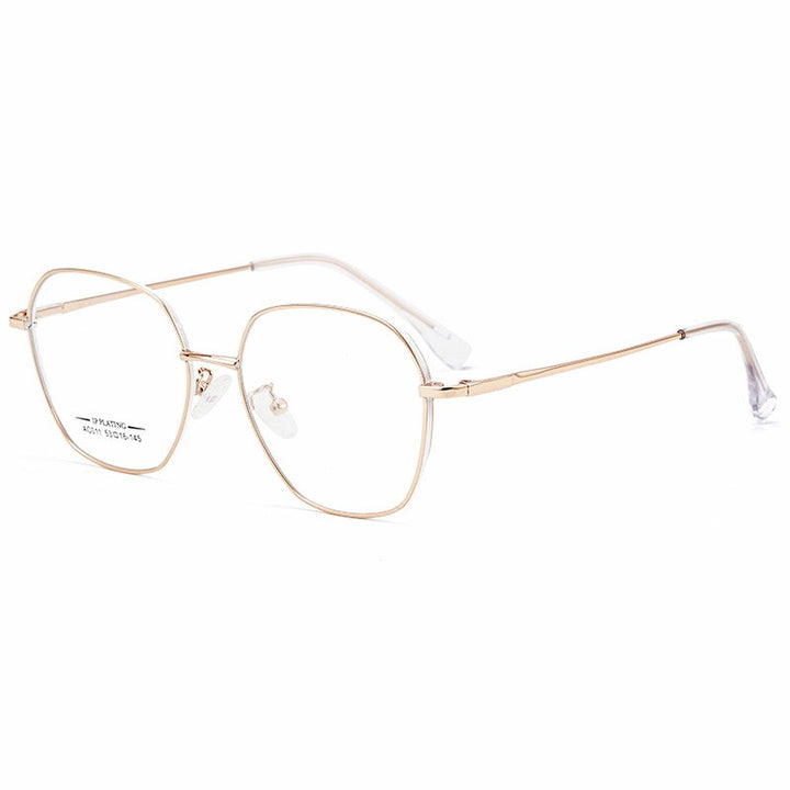 Yimaruili Unisex Full Rim Polygon Square Alloy Frame Eyeglasses AC011 Full Rim Yimaruili Eyeglasses White Rose Gold  