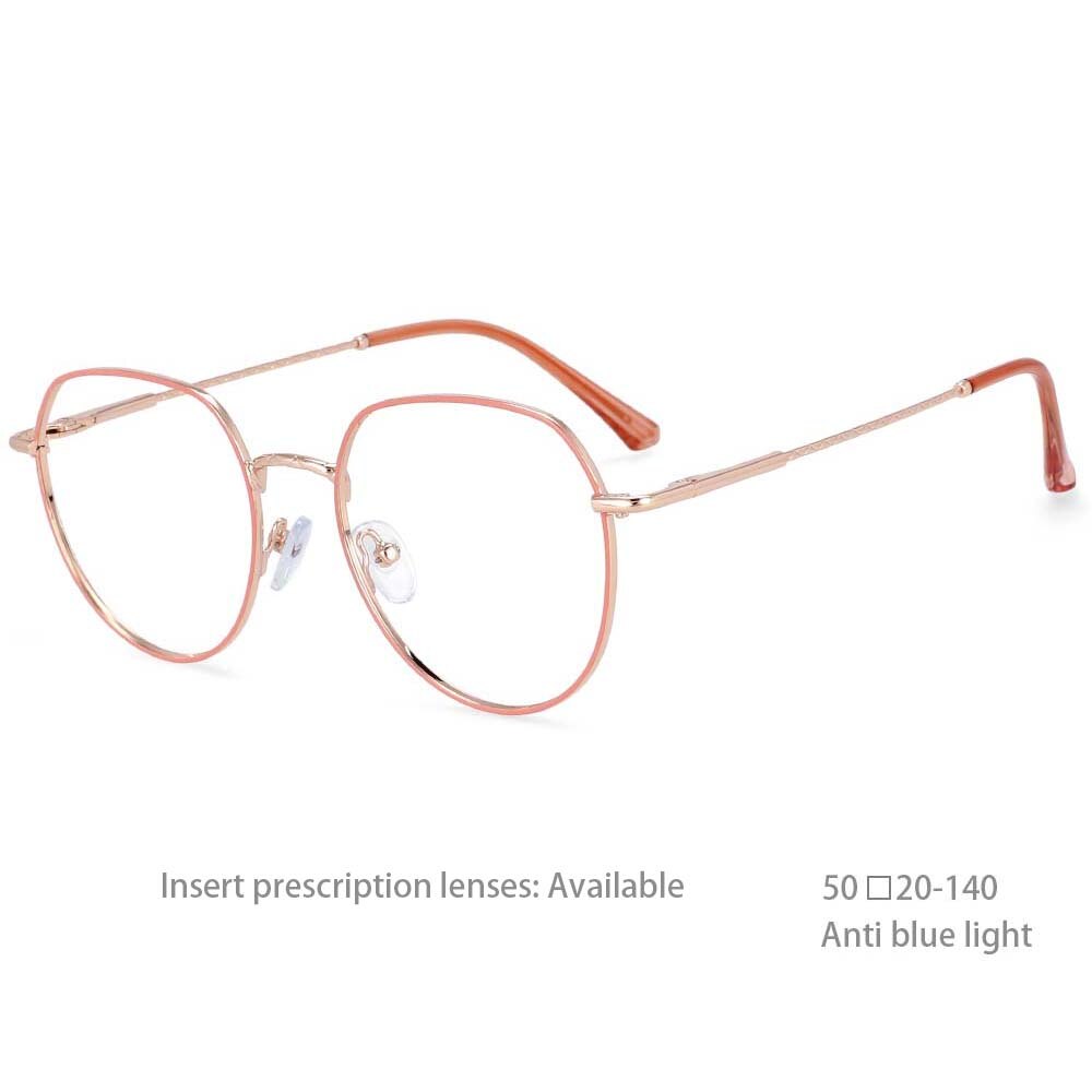 CCspace Women's Full Rim Round Alloy Frame Eyeglasses 54398 Full Rim CCspace China Orange 