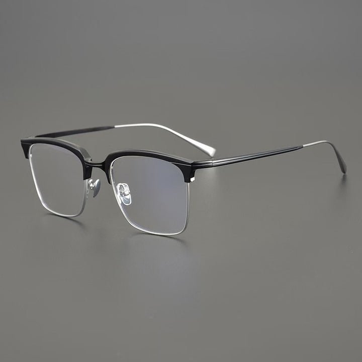 CCSpace Unisex Full Rim Square Tr 90 Titanium Eyeglasses 55021 Full Rim CCspace SilverBlack China 