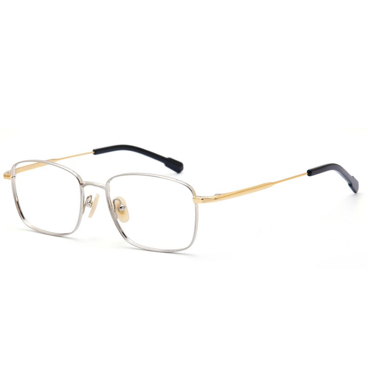 Muzz Men's Full Rim Square Titanium Eyeglasses 9041 Full Rim Muzz Brown  