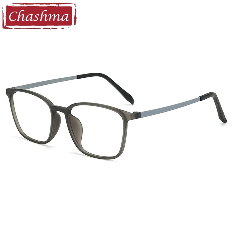 Chashma Unisex Full Rim Ultem Titanium Square Frame Eyeglasses 66113 Full Rim Chashma Transparent Gray  