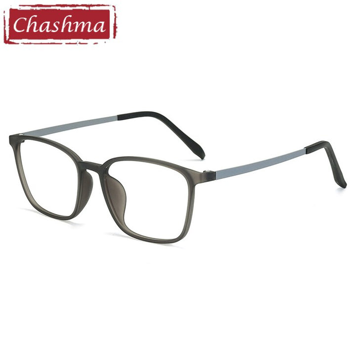 Chashma Unisex Full Rim Ultem Titanium Square Frame Eyeglasses 66113 Full Rim Chashma Transparent Gray  