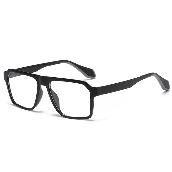 Hdcrafter Men's Full Rim Square Tr 90 Titanium Sport Eyeglasses 02004 Full Rim Hdcrafter Eyeglasses Black  