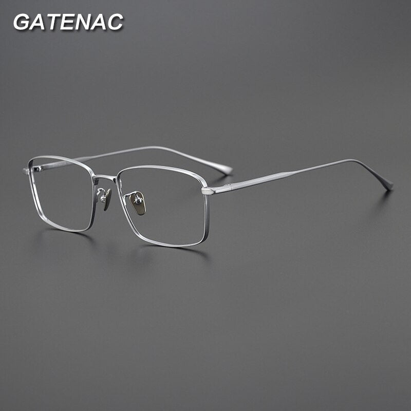 Gatenac Unisex Full Rim Square Titanium Eyeglasses Gxyj990 Full Rim Gatenac   