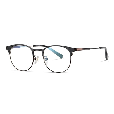 Ralferty Men's Full Rim Round Titanium Eyeglasses D906t Full Rim Ralferty C184 Black Brown China 