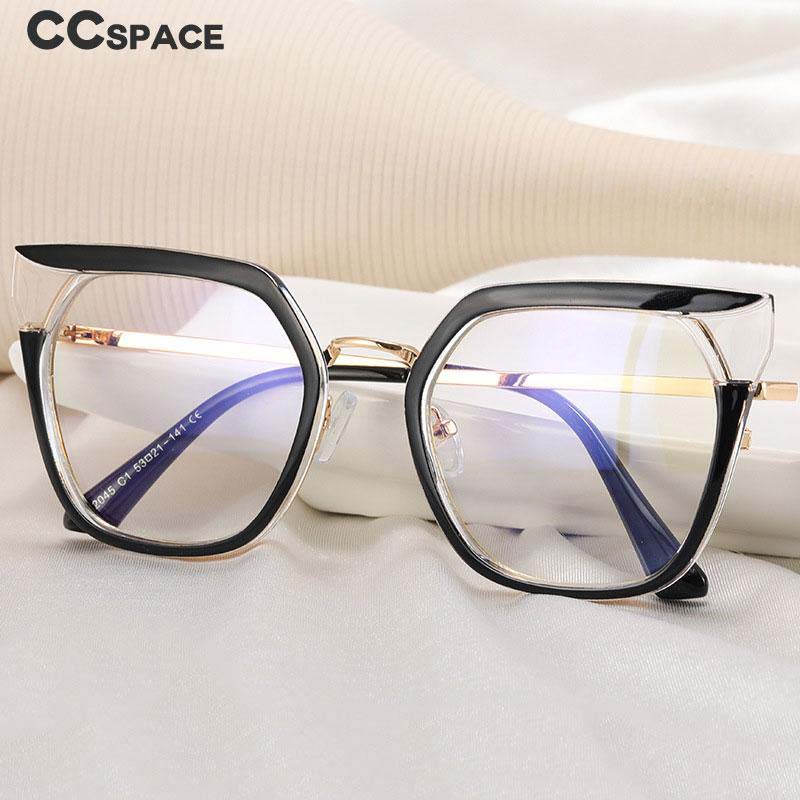 CCspace Women's Full Rim Square Cat Eye Tr 90 Titanium Eyeglasses 53254 Full Rim CCspace   