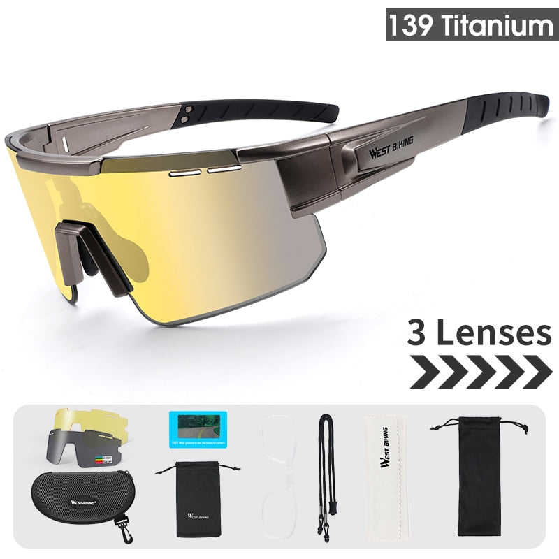 West Biking Unisex Semi Rim Tr 90 Polarized Sport Sunglasses YP0703138 Sunglasses West Biking Polarized Gold 139 CN 3 Lens