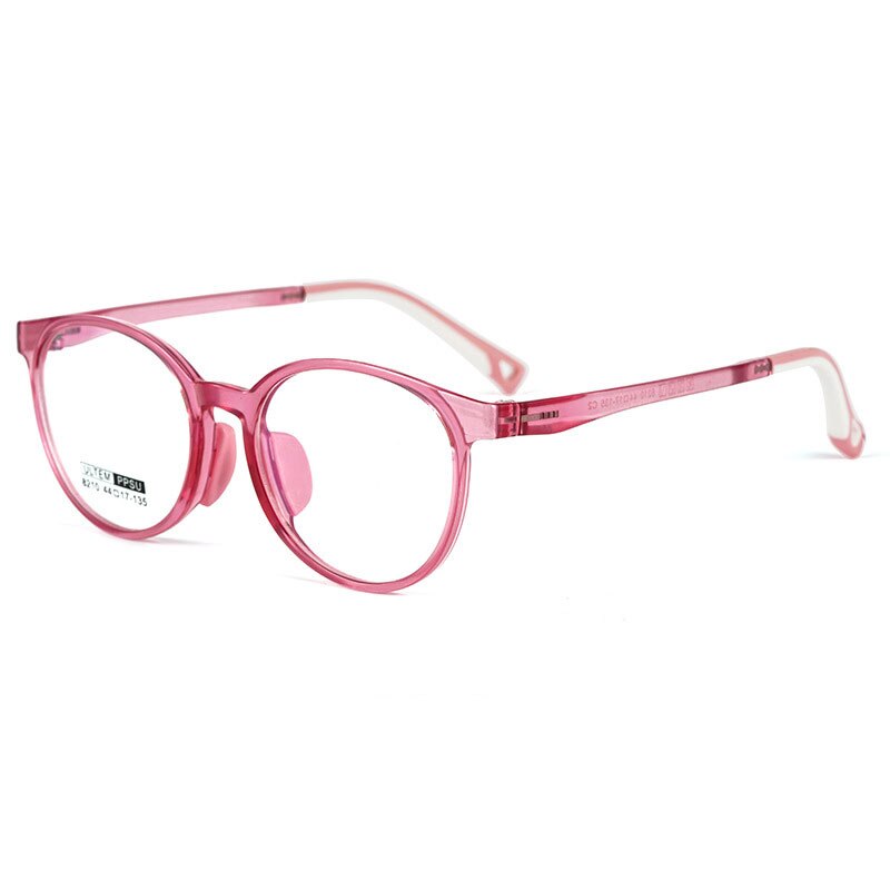Yimaruili Children's Unisex Full Rim Round Ultem Eyeglasses 8210S Full Rim Yimaruili Eyeglasses Pink  