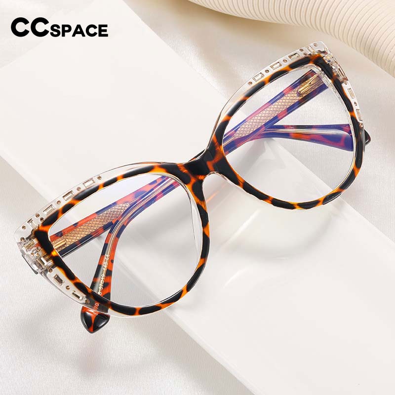 CCSpace Women's Full Rim Square Cat Eye Tr 90 Titanium Eyeglasses 55133 Full Rim CCspace   