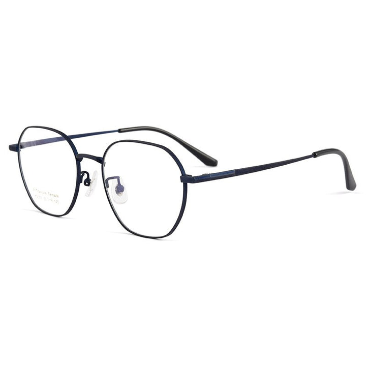 Handoer Men's Full Rim Irregular Square Titanium Eyeglasses K5055bsf Full Rim Handoer Blue  
