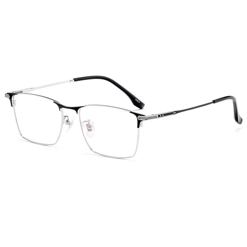 Hotochki Men's Full Rim Square Titanium Eyeglasses 80100T Full Rim Hotochki black and silver  