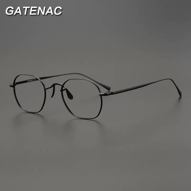 Gatenac Unisex Full Rim Irregular Square Titanium Eyeglasses Gxyj908 Full Rim Gatenac   