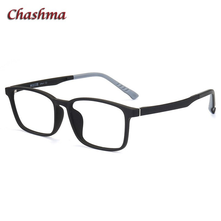Chashma Unisex Full Rim TR 90 Stainless Steel Rectangular Frame Eyeglasses 6610 Full Rim Chashma Matte Black  