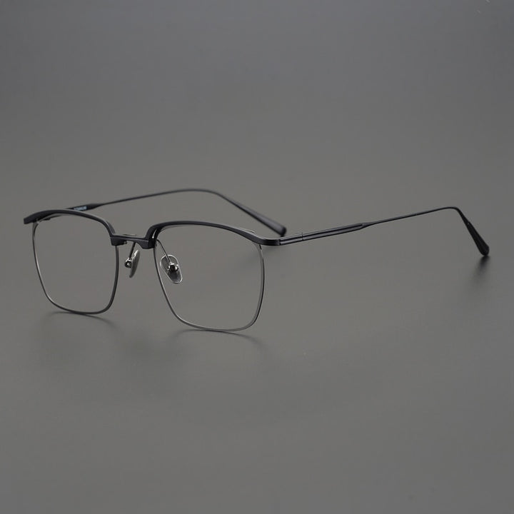 Gatenac Unisex Full Rim Square Titanium Frame Eyeglasses Gxyj759 Full Rim Gatenac Black Gun  