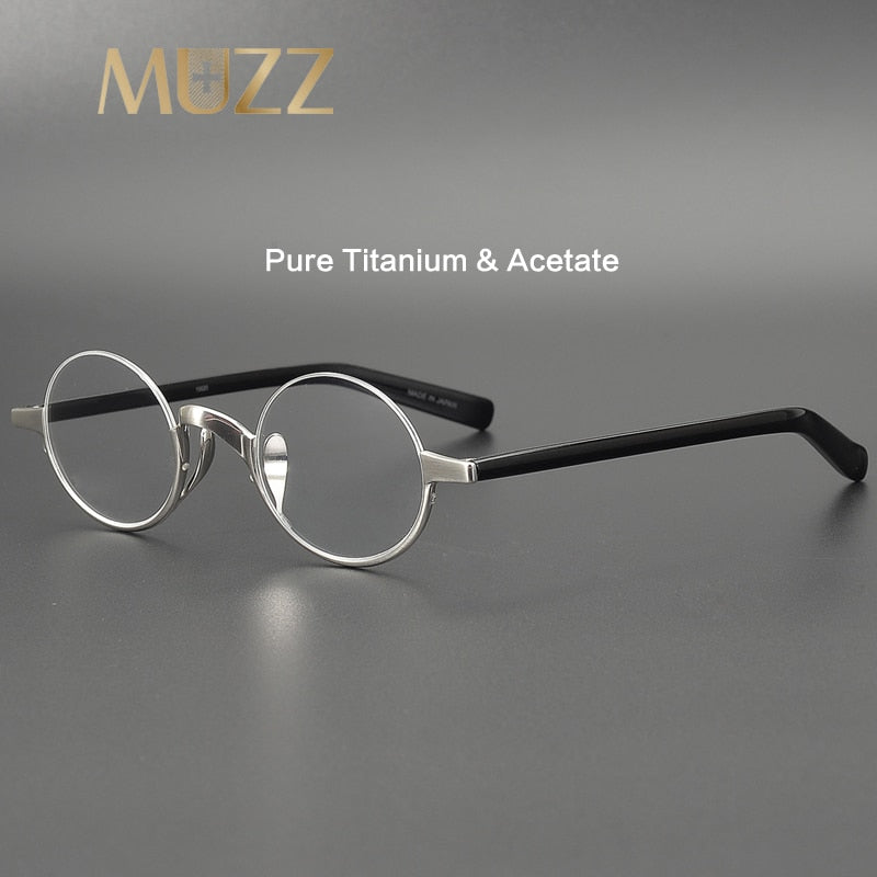 Muzz Men's Semi Rim Round Titanium Frame Eyeglasses M70703 Semi Rim Muzz   